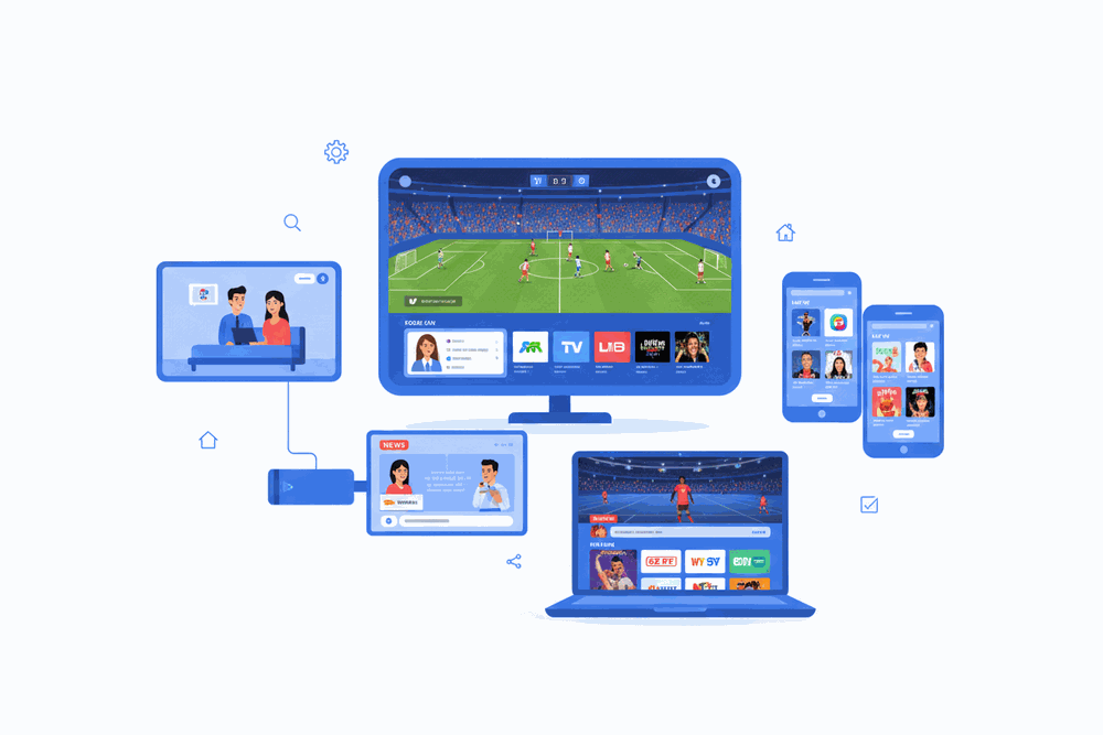 Ottocean IPTV works on Smart TV, phone, tablet, laptop, and streaming devices